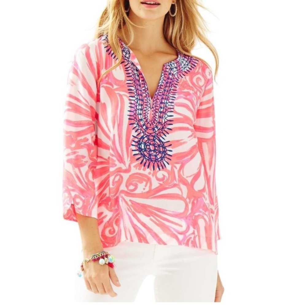 Lilly Pulitzer Amelia 100% Silk  Women's Top - Picture 2 of 15